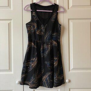 Black Kensie dress with abstract pattern and zipper detail